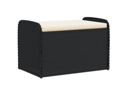 Storage Bench, Storage Benches Vidaxl Preto Rattan / Vime (80 X 51 X 52 Cm)
