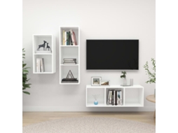 Vidaxl 3 Pcs Conjunto De Móveis De Tv Contraplacado Branco
