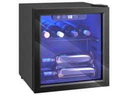 Cooler de vinho de 12 garrafas, capacidade 36 L, temperatura ajustável, porta de vidro, LED, preta | S/MARCA