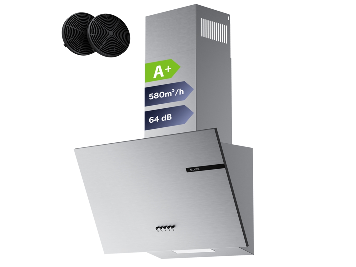 Exaustor Ciarra De Parede 60cm 580m³/h  Recirculação Com Filtros De Carvão (2 Peças) E Exaustão Externa Inox Aws6765a