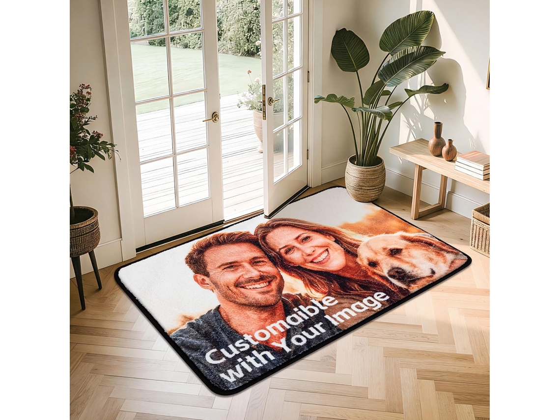 Tapete Personalizado Com Foto, Logotipo E Texto, Lavável À Máquina, Com Base Antiderrapante