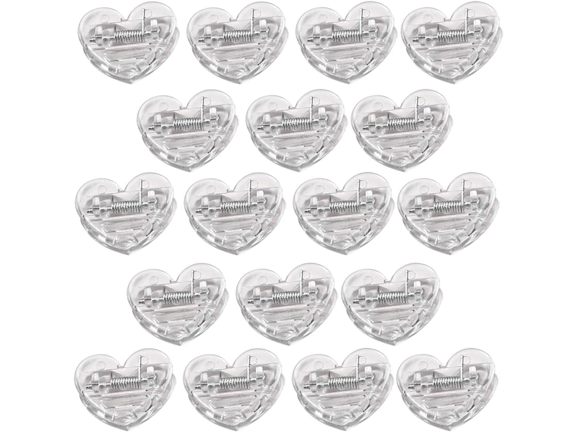 24 Prendedores Bolsa Transparentes Formato Coração Fotos Decoração Práticos Diário Escritório Festas Pacote GOKOCO
