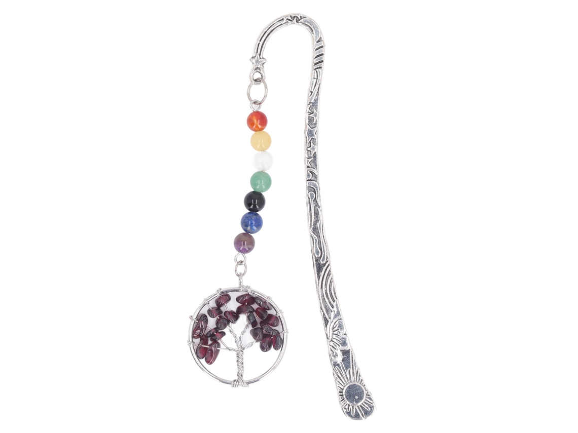 Marcador De Livro Árvore De Pedra Exquisito Curativo 7 Chakras Metal Para Mestres Estudantes Mulheres Granate