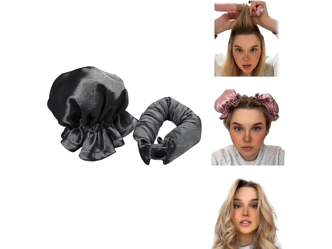 Juego de 2 rizadores de pelo de satén sin calor, rizos sin calor, banda suave para rizar el cabello largo y dormir. - aquaforge