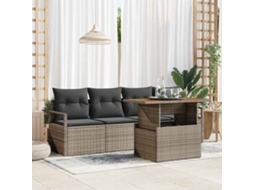 Vidaxl Conjunto de Sofá de Jardim 5 Pcs Cinzeto Rattan Sintético