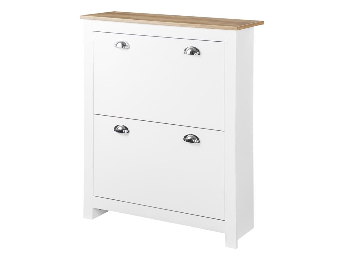 Armário para Sapatos 12 Pares com 2 Gavetas Rebatíveis e Prateleiras Ajustáveis 79x23x90.5cm Branco BTFORUS