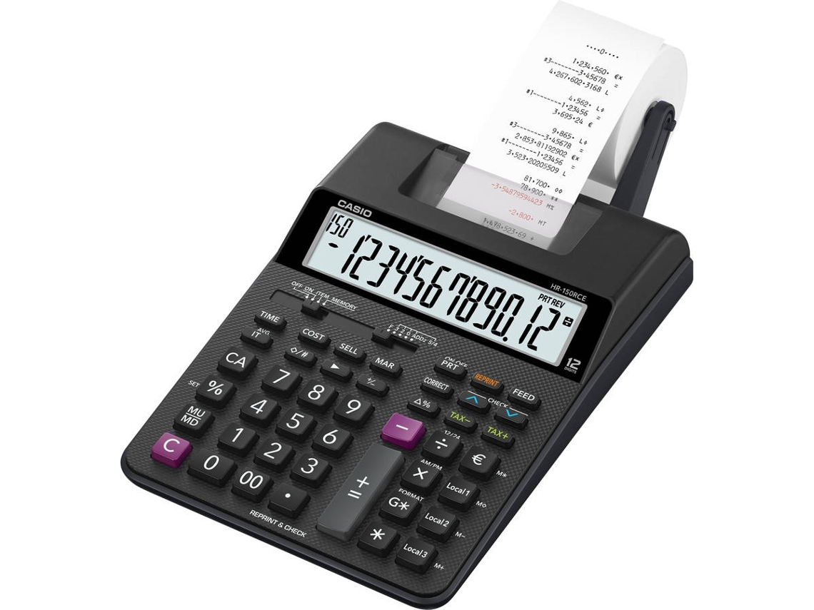 Calculadora com Impressão CASIO HR-150RCE Preto (23 dígitos)