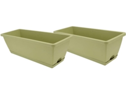 Conjunto De 2 Vasos Retangulares Extragrandes Com Sistema De Drenagem Para Plantio De Hortaliças, Va