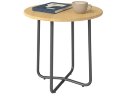 Mesa de Jardim redonda, metal, 48cm, efeito madeira natural BTFORUS