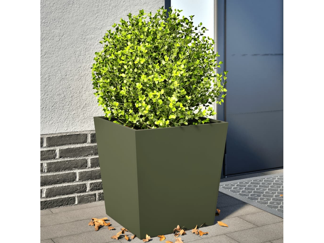Vidaxl Vaso/floreira De Jardim 2 Pcs 50x50x50 Cm Aço Verde Azeitona