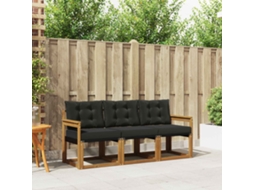 Vidaxl Conjunto De Sofás Para Exterior 3 Pcs Natural E Preto