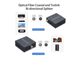 Conversor De Áudio Digital Bidirecional 2 Caminhos, Chave, Divisor Óptico Spdif Toslink Coaxial