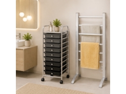 Northio Bathroom Set with LED Mirror, 10 Drawers, Towel Warmer and Bars 3 Pieces