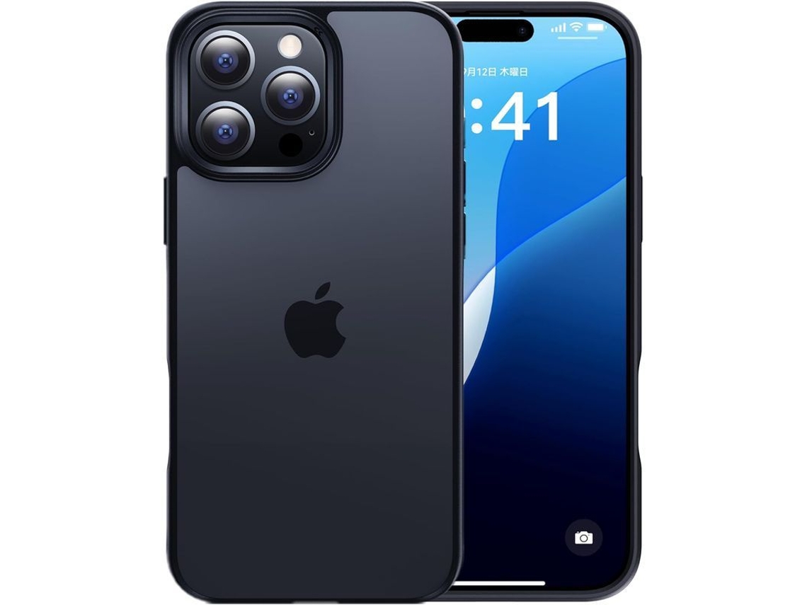 Capa anti impacto para iPhone 16 Pro Max com proteção militar, fina, anti huella, preta