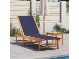 Vidaxl Espreguiçadeira Com Mesa Acácia Maciça E Textilene Azul