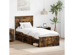 Vidaxl Estrutura Da Cama Com Cabeceira Carvalho Defumado 75 X 190 Cm