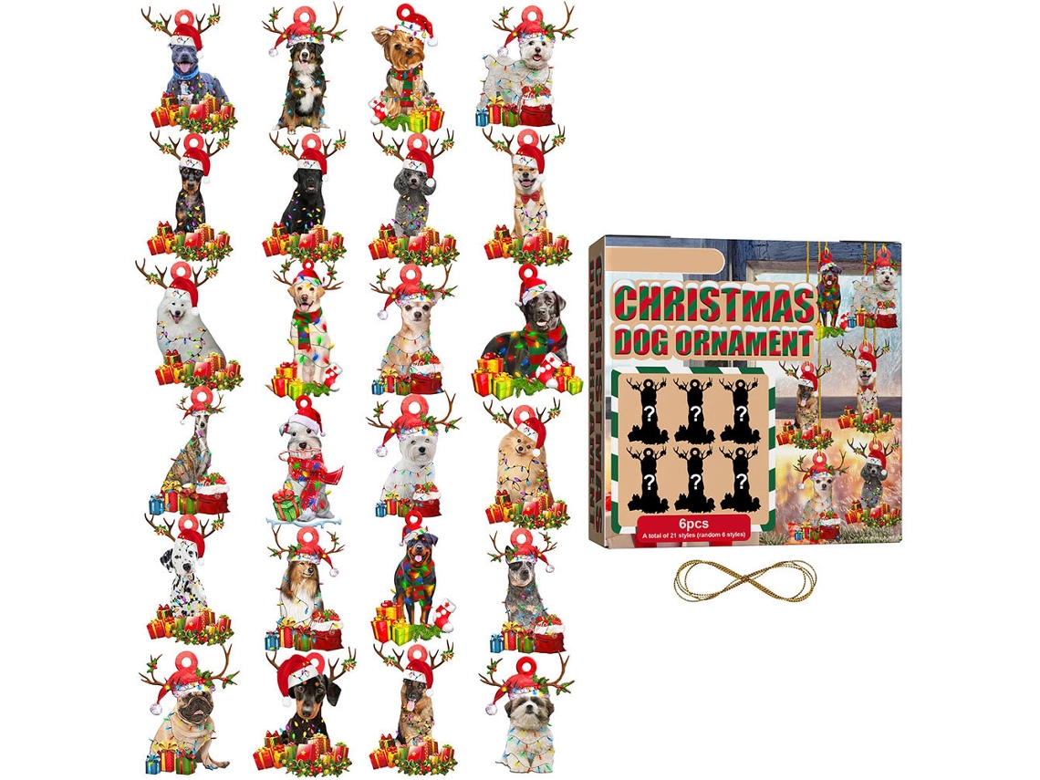 Adornos de Natal para Cachorro 6 Peças para Árvore