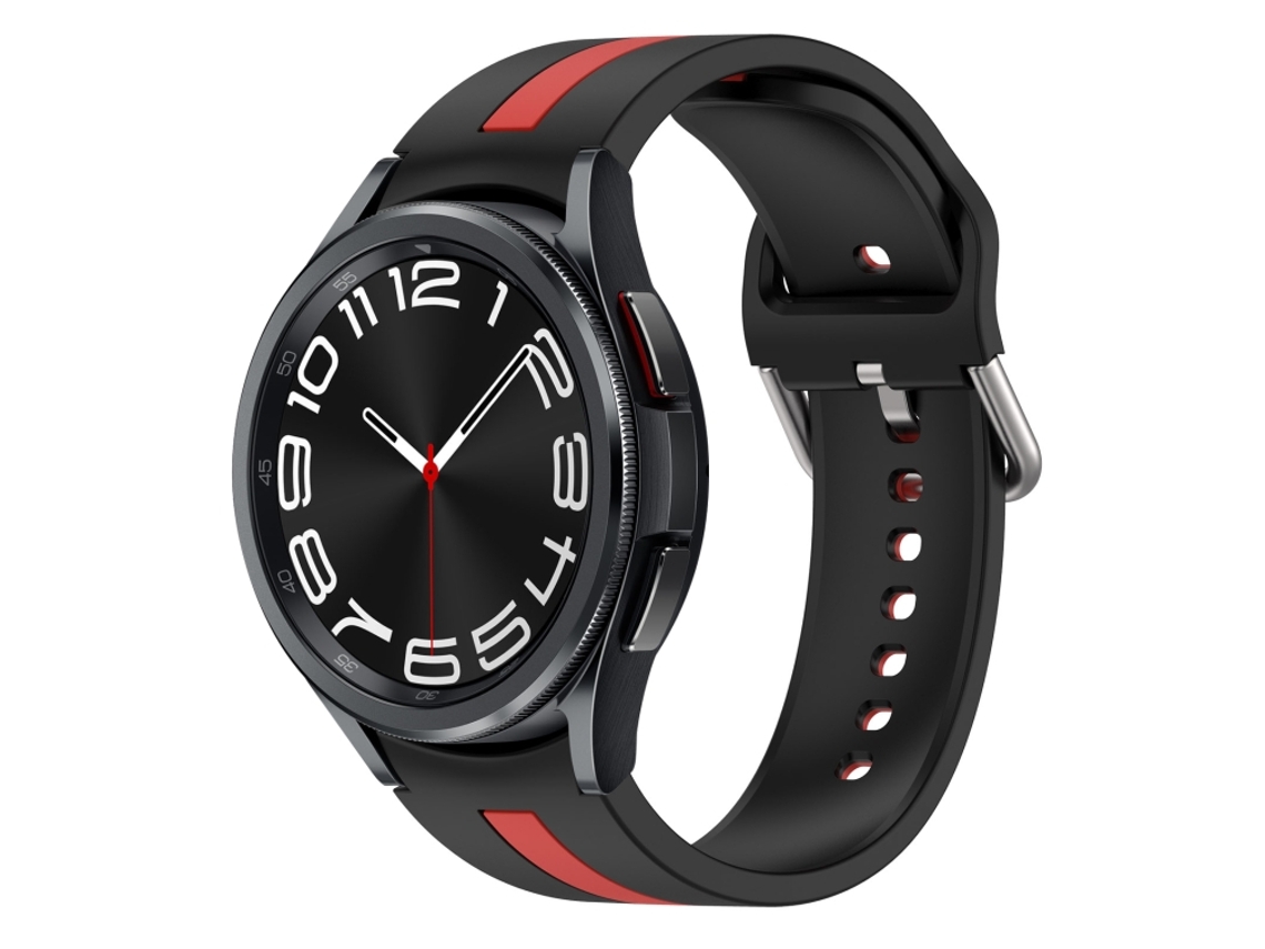 Bracelete Silicone Preto + Vermelho para Samsung Galaxy Watch 6 Classic XIAOMOYU 47mm