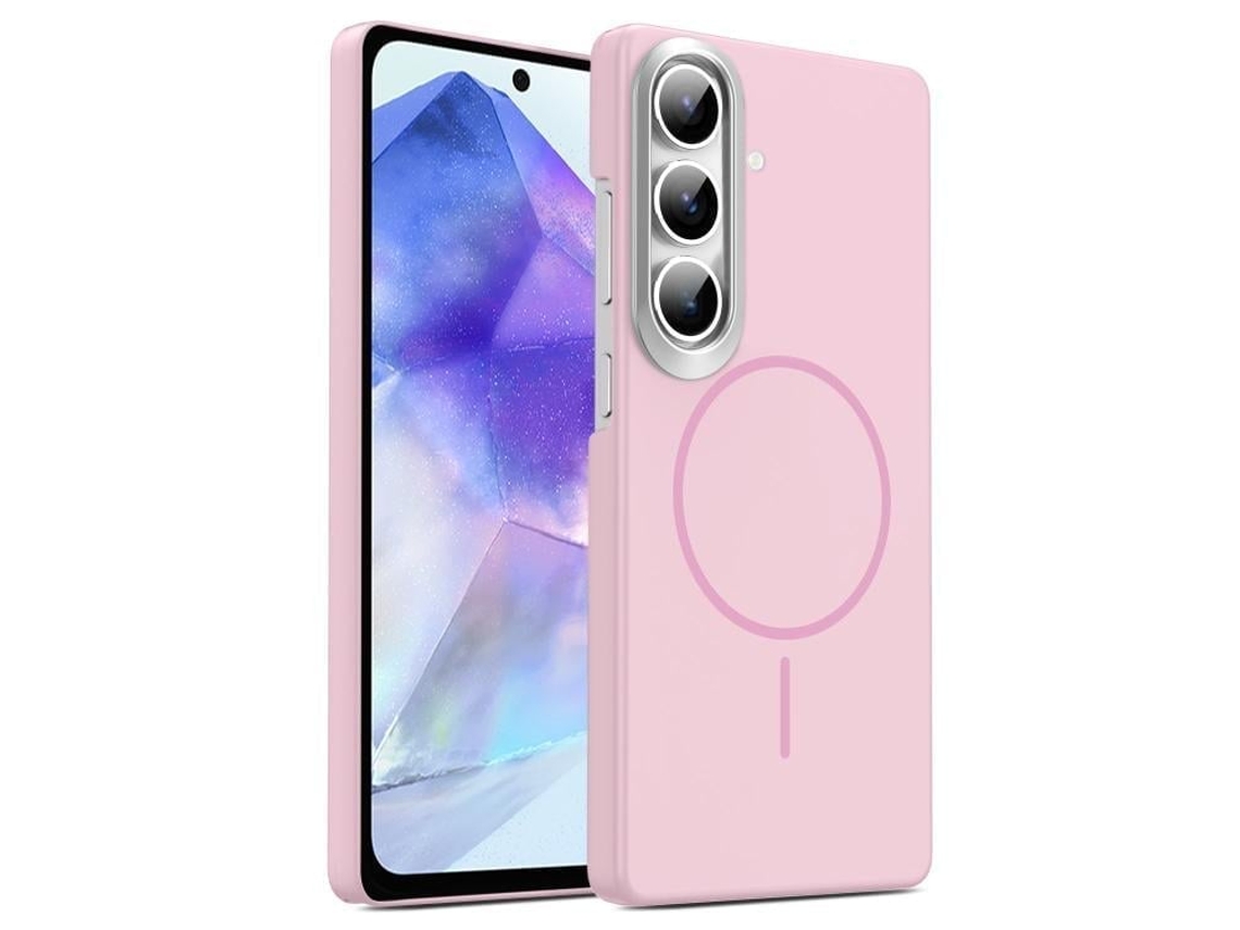 Capa Para Samsung Galaxy A55 5g Fina Circular Magsafe À Prova De Choque Dourada Em Policarbonato Rosa
