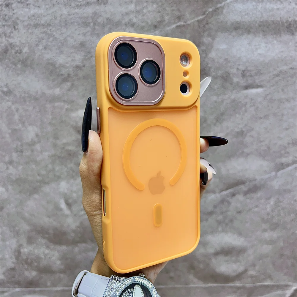 (iphone 13, Laranja) Capa Transparente Para Carregamento Sem Fio Do Iphone, Compatível Com Magsafe.