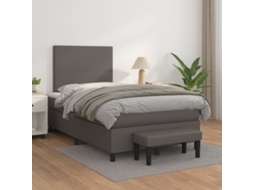 Cama Com Molas/colchão 120x200 Cm Couro Artificial Cinzento