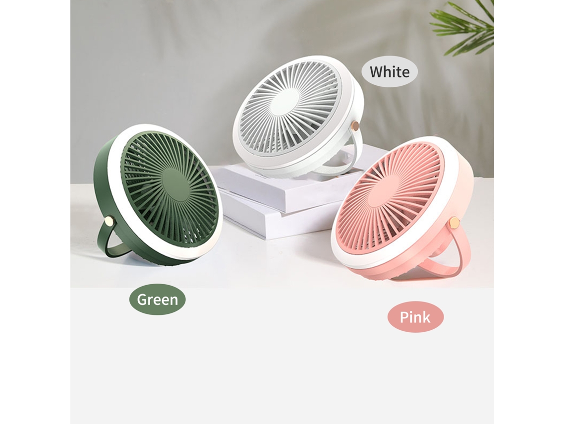 Ventilador mini LED pendurado USB recarregável 3 velocidades portátil mesa dormitório acampamento S/MARCA