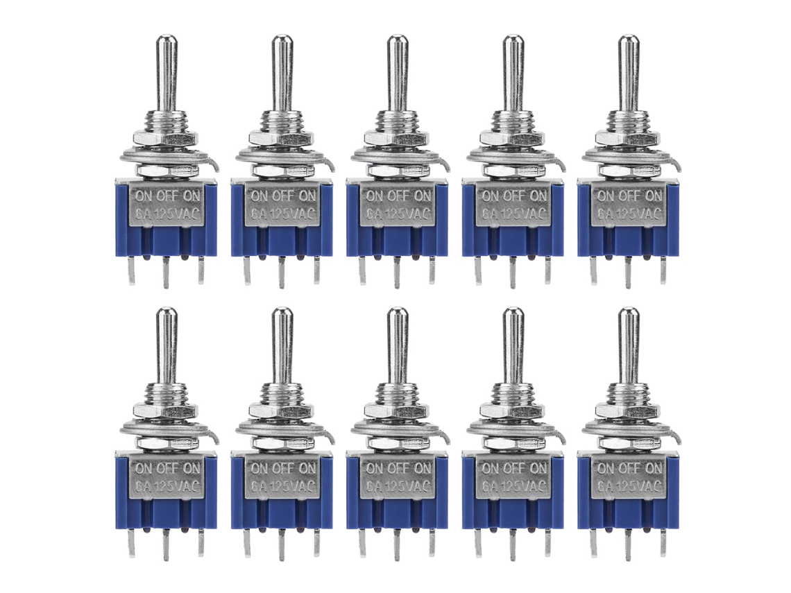 10 Peças Interruptor Toggle Mini Spdt On Off On De 3 Posições E 3 Pinos 6mm 6a 125vca