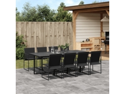 Vidaxl 9 Pcs Conjunto De Jantar Para Jardim Textilene Preto