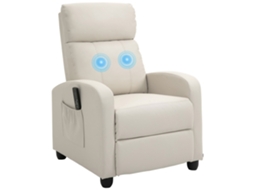 Poltrona De Massagem Relaxante Com Controle Remoto E 8 Programas. Reclinável E Com Apoio Para Os Pés. 68x88x98cm. Cor Creme.