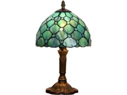 Abajur De Mesa Tiffany Artesanal Em Vidro Verde Perolado, 20x 38cm, Ideal Para Leitura, Decoração De Quarto, Escritório