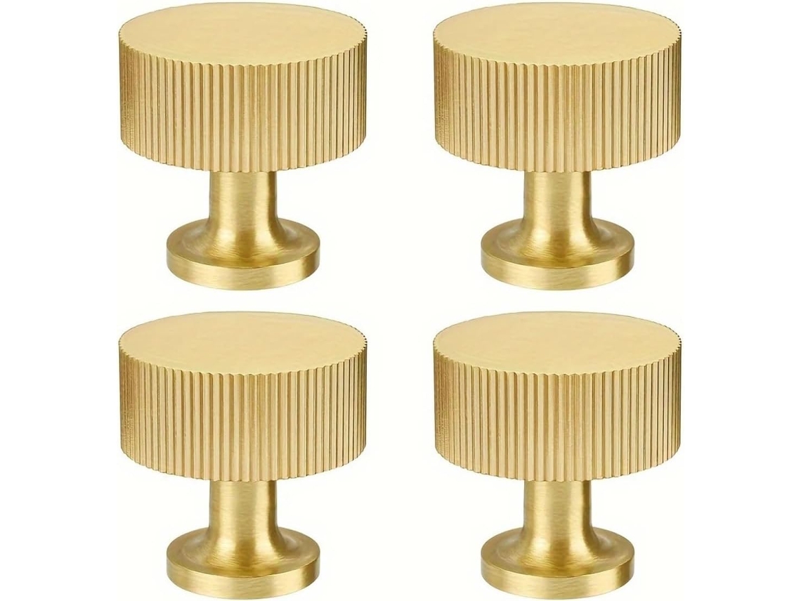 Conjunto De 4 Puxadores Dourados Canelados Para Gavetas E Armários, Ideais Para Penteadeiras E Móveis Domésticos