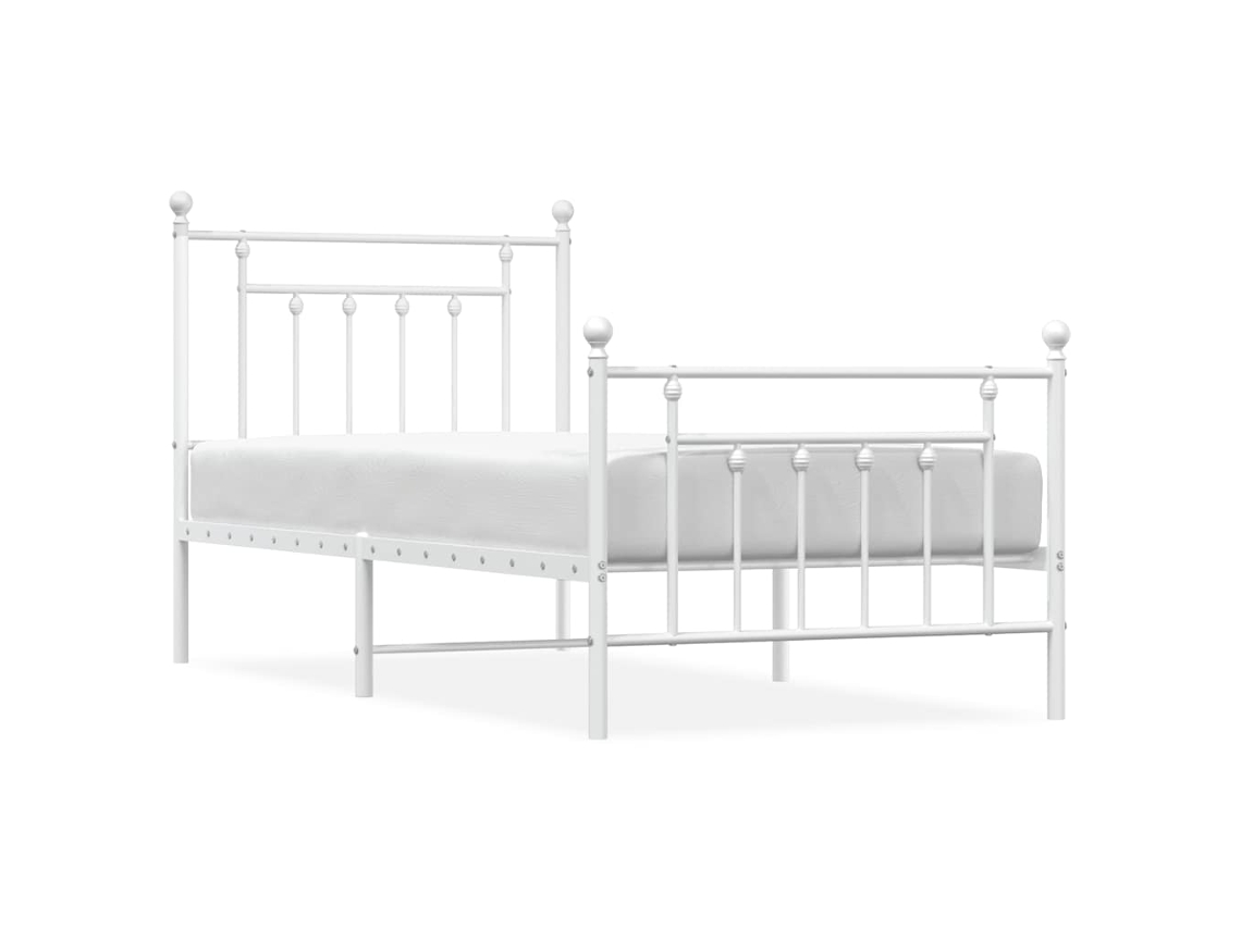 Estrutura de Cama com Cabeceira e Pés Metal Branco MAISON EXCLUSIVE 90x190 cm