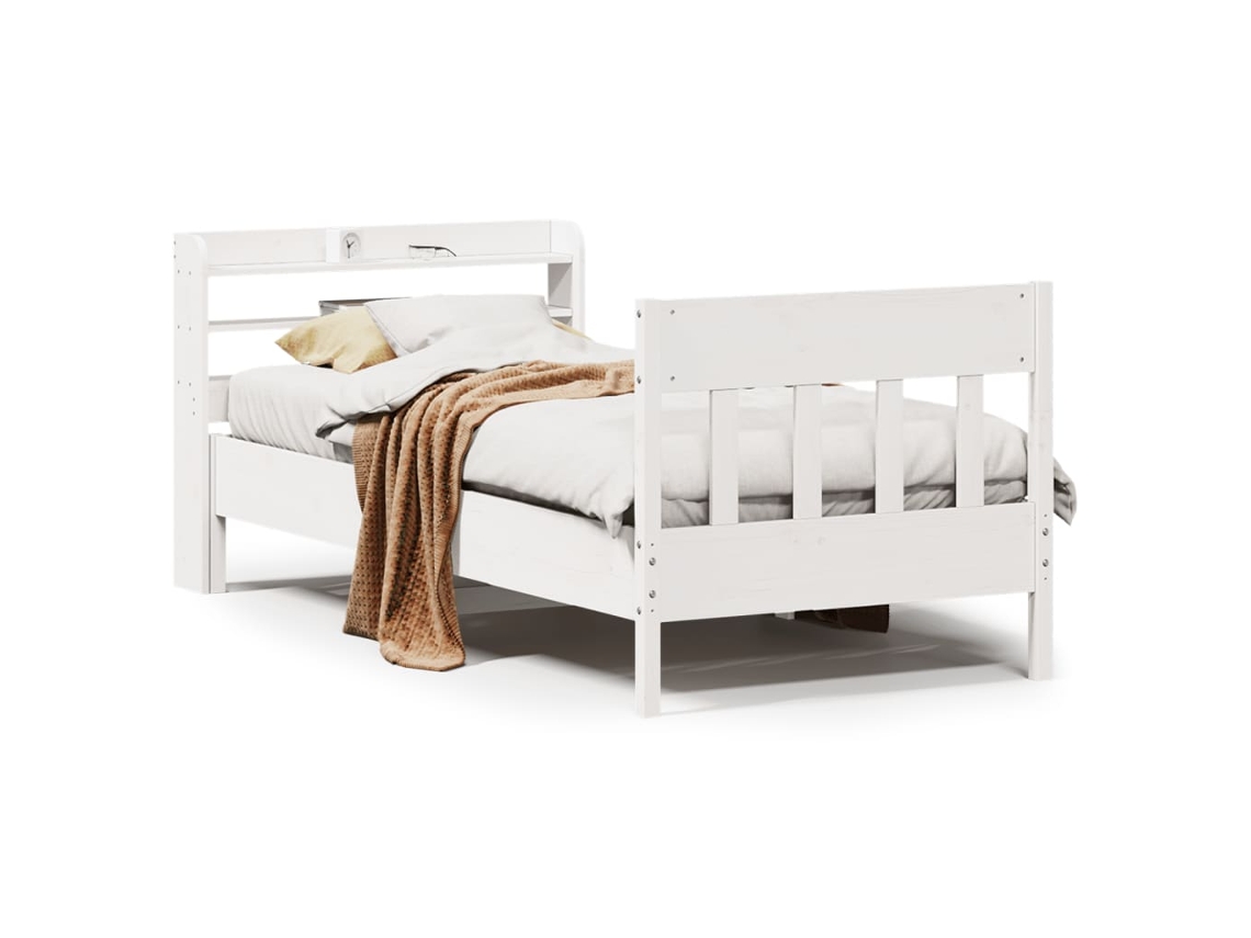 Bed Frame, Bed Frames Vidaxl Branco Madeira De Pinho (90 X 200 Cm)