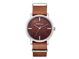 Reloj De Pulsera De Cuarzo Moda Para Mujer Y Hombre (cuerda Marrón Oscura+caja Plata Dial Marrón)