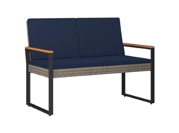 Maison Exclusive - Banco De Exterior Cinza E Azul Marinho 107 X 61 X 80 Cm Vime Pe