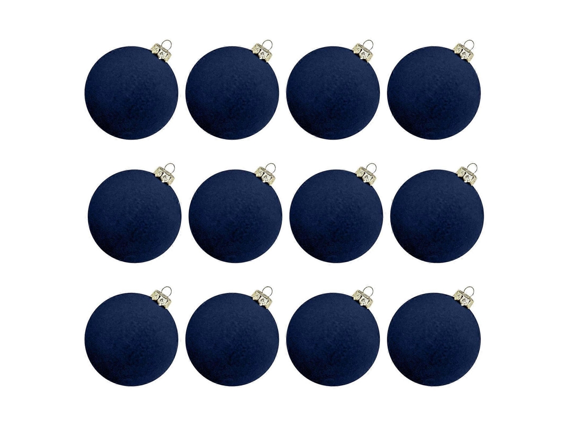 Enfeites De Bola De Natal, 12 Peças De Bolas De Natal De Veludo, Bolas De Árvore De Natal Com Flocagem, Bolas De Plástico, 2,36 Polegadas
