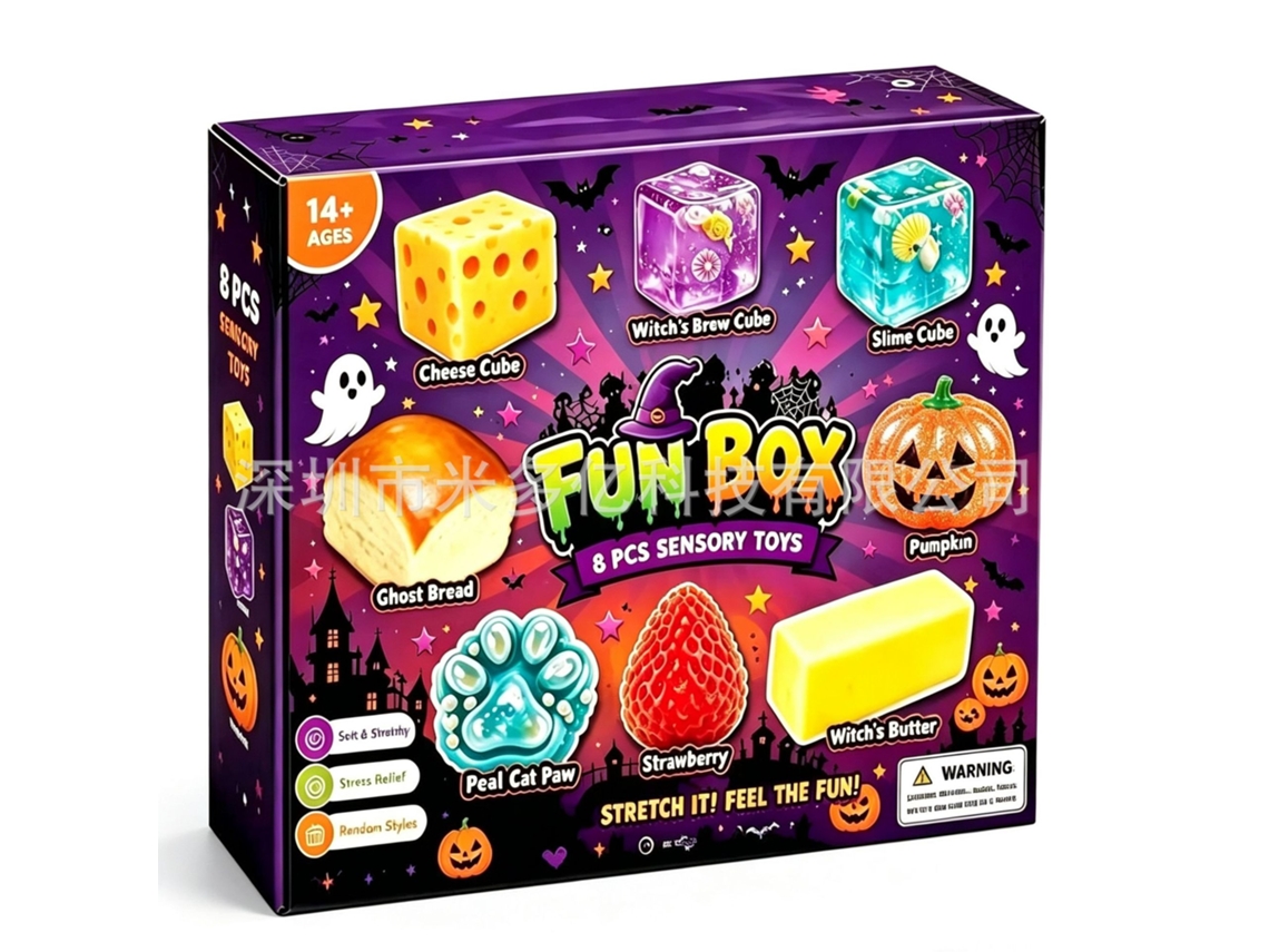 Laxiscreed Pack De 8 Fidget Squishy Box Com Vinagrete De Menta E Abóbora De Halloween