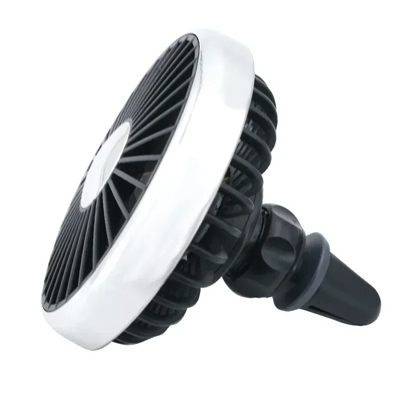 Suporte de Ventilador Simples para Carro com Rotação de 360° e 3 Velocidades de Vento. MDUG (preto e Prata)