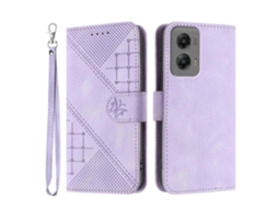 Capa De Couro Tipo Carteira Com Estampa De Borboleta E Alça Roxa Para Motorola Moto G Stylus 5g (2024)