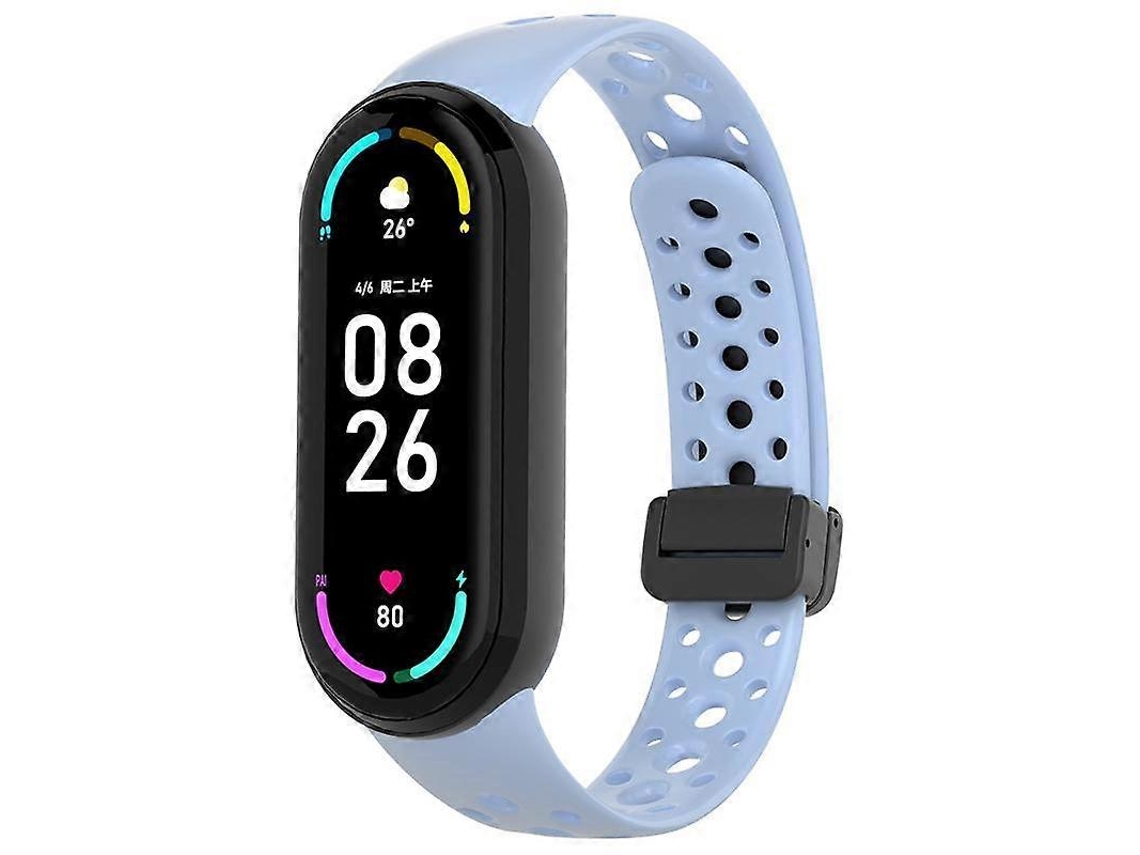 Pulseira De Silicone Preta Com Fecho Magnético E Furos Redondos Para Xiaomi Smart Band 10/9/8