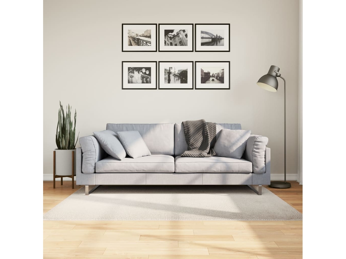 Vidaxl Tapete De Pelo Curto Iza Visual Escandinavo 120x170cm Cor Creme