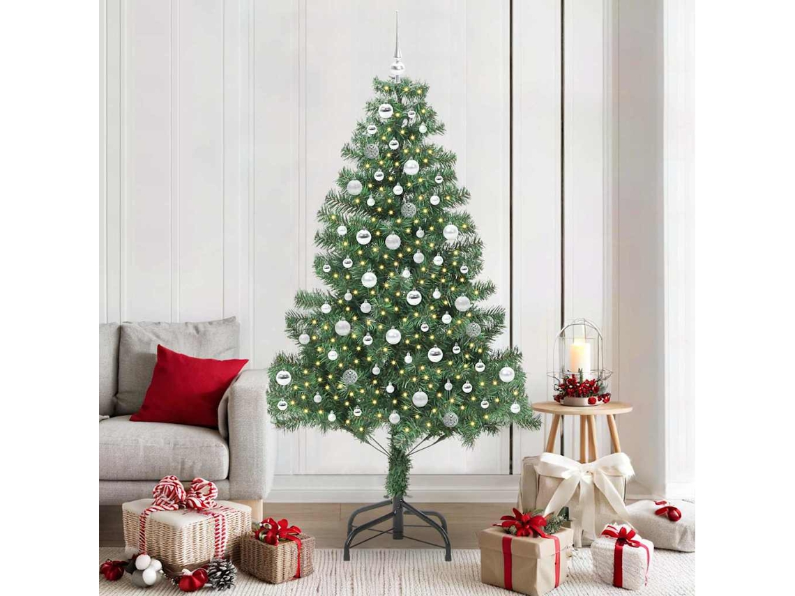 Vidaxl Árvore De Natal Com 300 Leds Com Suporte Verde 210 Cm Pvc
