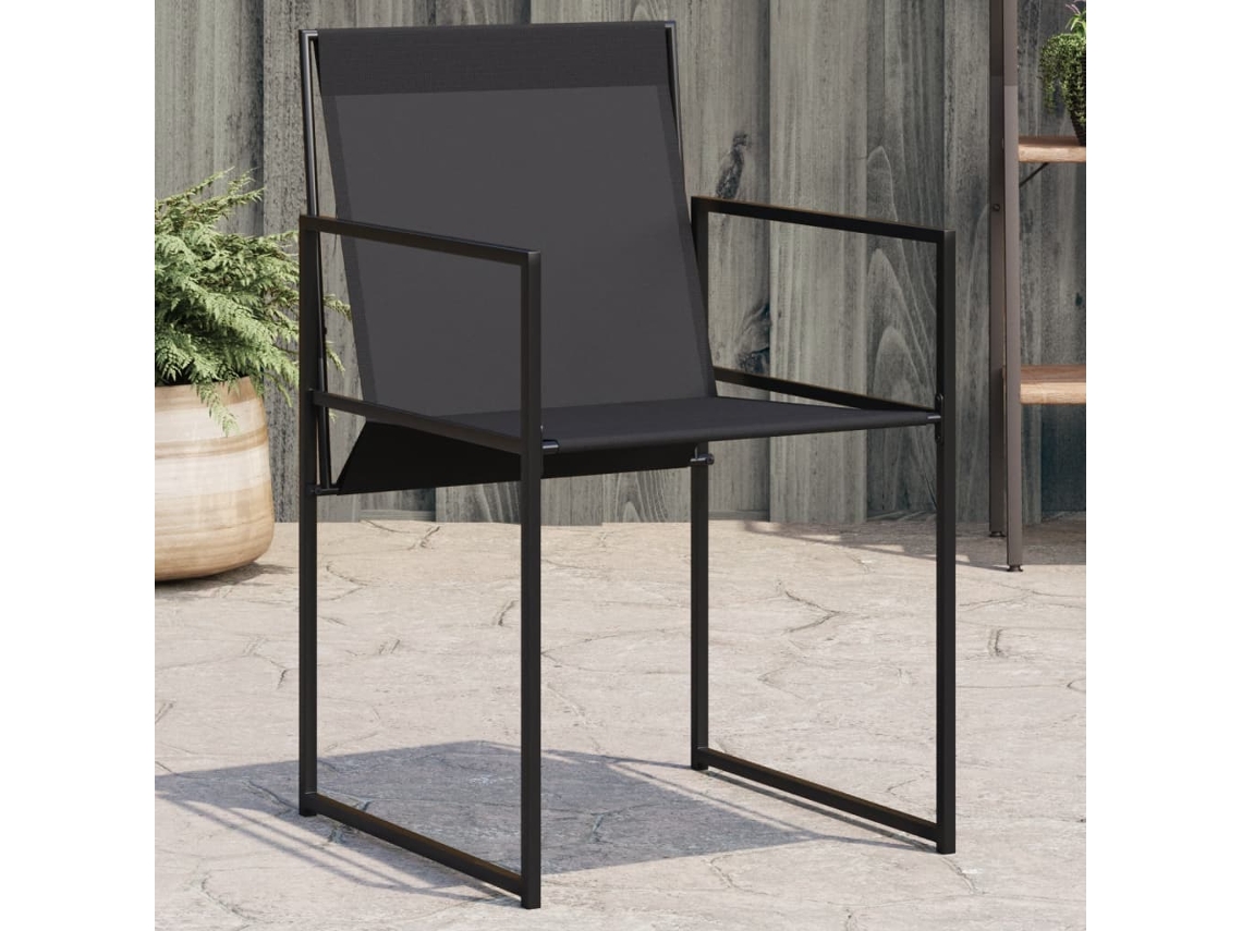 Vidaxl Cadeiras De Jardim 4 Pcs Aço E Textilene Preto
