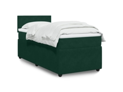 Vidaxl Cama Com Molas/colchão 90x200 Cm Veludo Verde-escuro