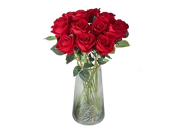 10 Unidades De Rosas Artificiais De Toque Real Com Tela Franela Para Decoração De Casamentos E Casa 51cm Cor Vermelho Brilhante