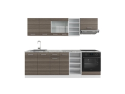 Cozinha R-Line, 240 cm, Mármore PT, cinza nobre/branco, Vicco