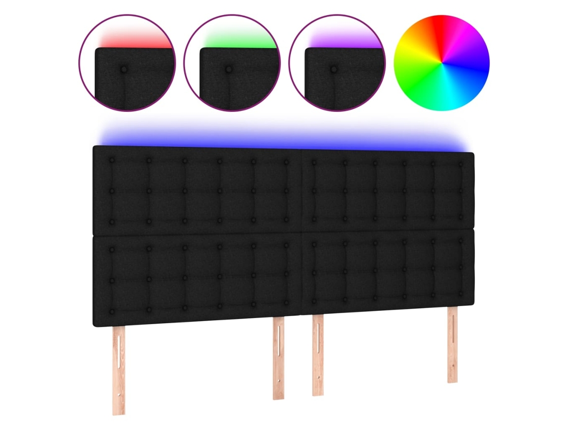 Led Headboard, Led Headboards Vidaxl Preto Tecido (160 X 5 X 118/128 Cm)