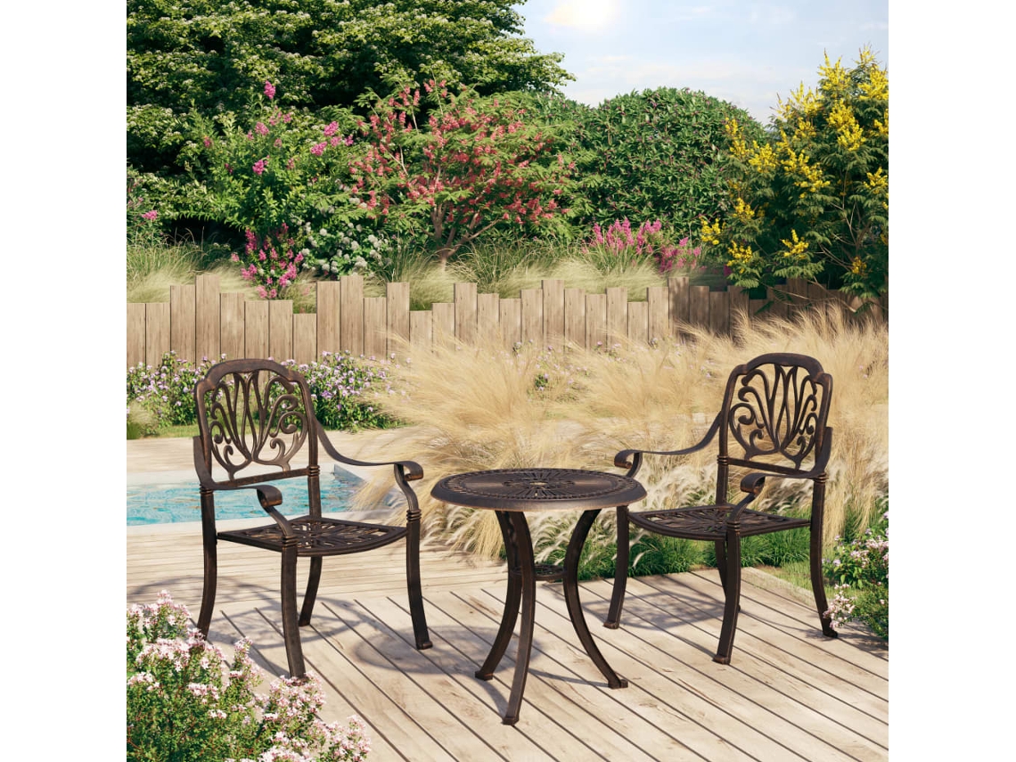 Vidaxl 3 Pcs Conjunto Bistrô Alumínio Fundido Bronze