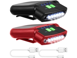2 Peças Led Clipe de Chapéu Usb Recarregável, À Prova D'água, Ultra Brilhante, para Pesca e Acampamento HALINUIA (preto)
