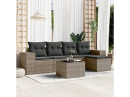 6 Pcs Conjunto Sofás De Jardim Com Almofadões Vime Cinza Dkd Home Decor